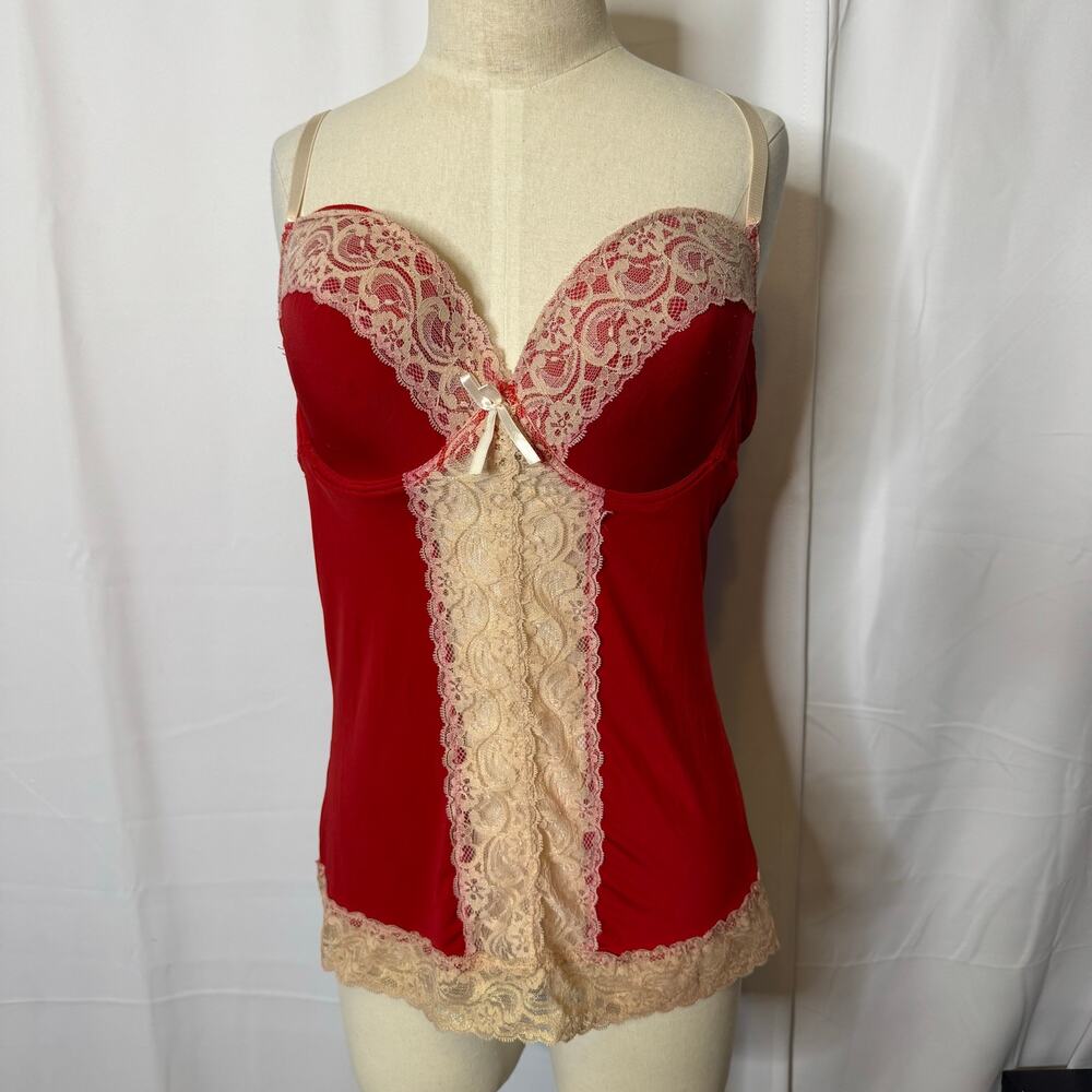 Native Intimates Red Lace Bustier Camisole Bra Top Lingerie 42C